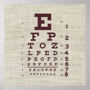 Vintage Eye Chart on Burlap 