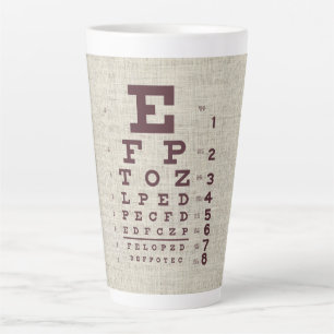 Vintage Eye Chart on Burlap  Latte Mug