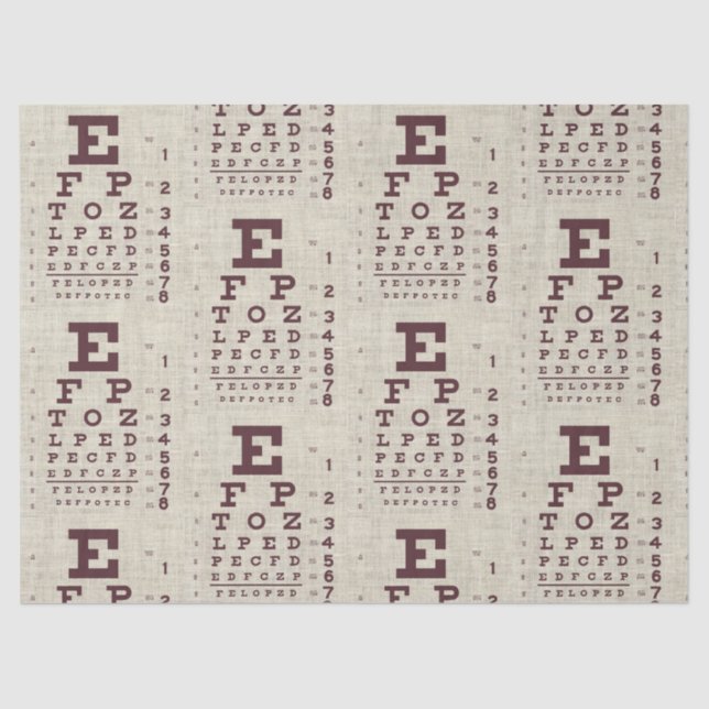 Vintage Eye Chart on Burlap  Tissue Paper (Front)