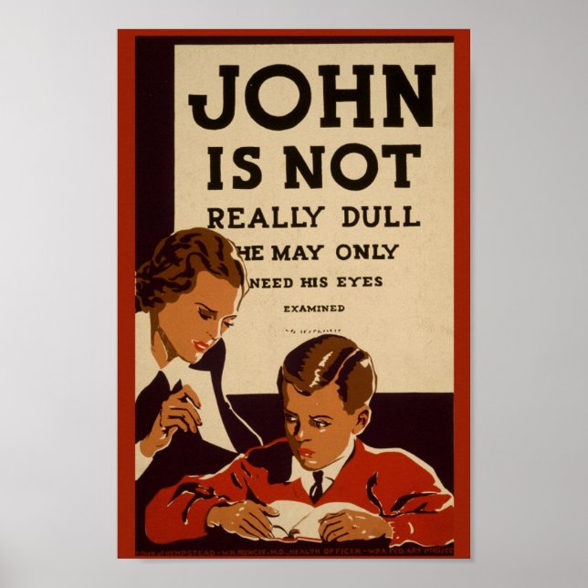 Vintage Eye Exam Advertisement Poster (Front)