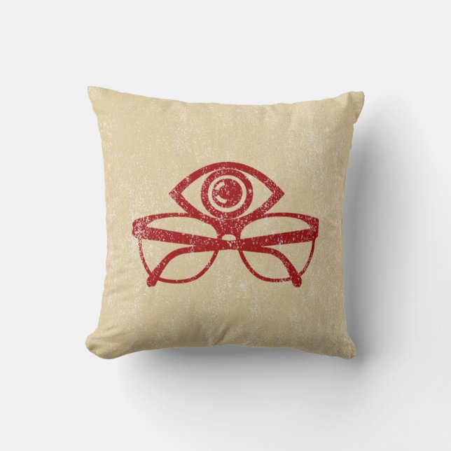 Vintage Eye & Eyeglasses Throw Pillow (Front)