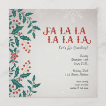 Vintage Fa La La La Caroling Invitation