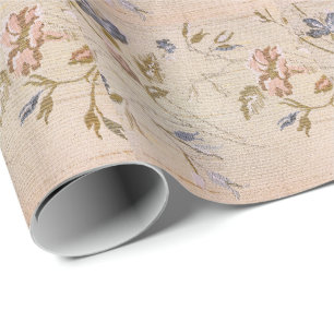 Vintage Fabric Floral Pattern Wrapping Paper