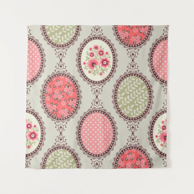 Vintage Fabric: Patchwork Seamless Design. Tapestry (Front)