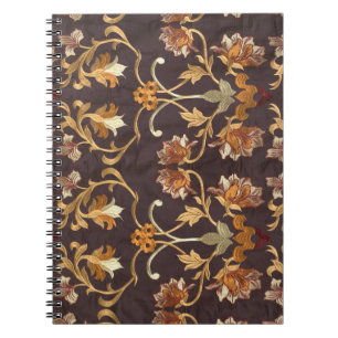 Vintage fabric with the embroidered flowers, backg notebook