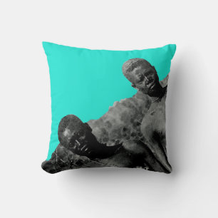 Vintage Faces of Africa Watercolor Black and White Throw Pillow