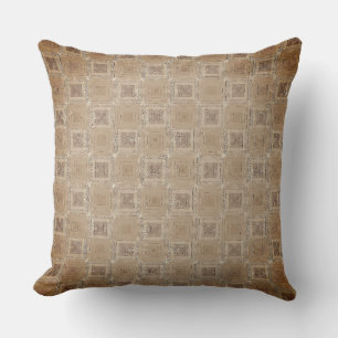 Vintage Faded Brown Square Layers Throw Pillow