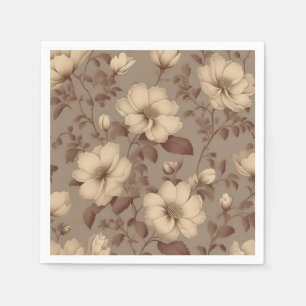 Vintage Faded Floral Elegant Brown Napkin