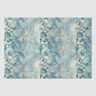 Vintage Faded Floral Wallpaper - Blue & White Anti Tissue Paper