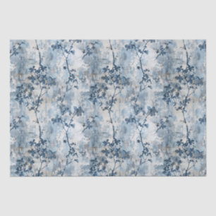 Vintage Faded Floral Wallpaper - Blue & White Anti Tissue Paper
