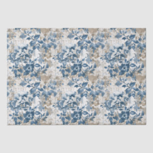 Vintage Faded Floral Wallpaper - Blue & White Anti Tissue Paper