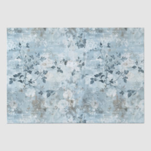 Vintage Faded Floral Wallpaper - Blue & White Anti Tissue Paper
