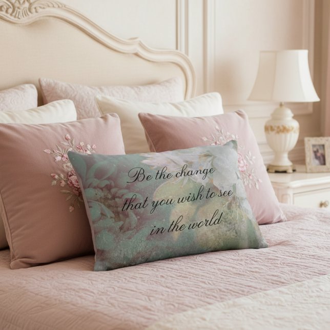 Vintage Faded Flowers Typography Accent Pillow (Creator Uploaded)
