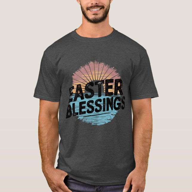 Vintage faded sunset Easter Blessings T-Shirt (Front)