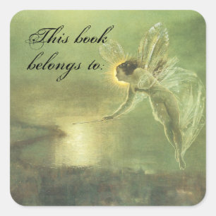 Vintage Faerie Book Plate Square Sticker