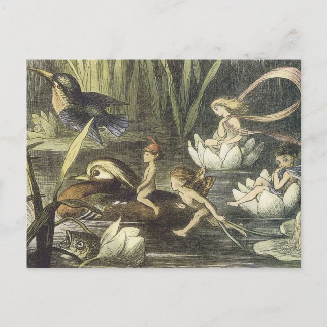 Vintage Faerie Story Teller Postcard (Front)