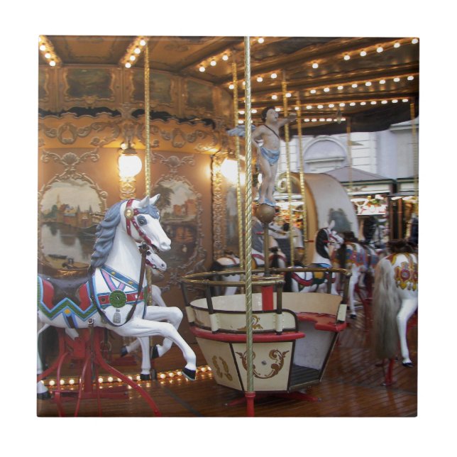 Vintage Fairground Carousel Tile (Front)