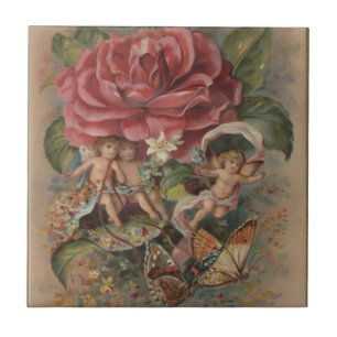 Vintage Fairies and Butterflies Ceramic Tile