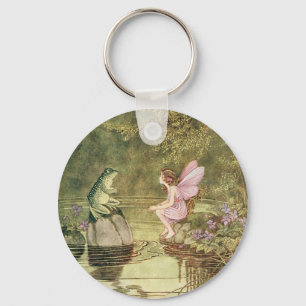 Vintage Fairies and Frogs Keychain