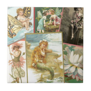 Vintage Fairies and Mermaids Tile