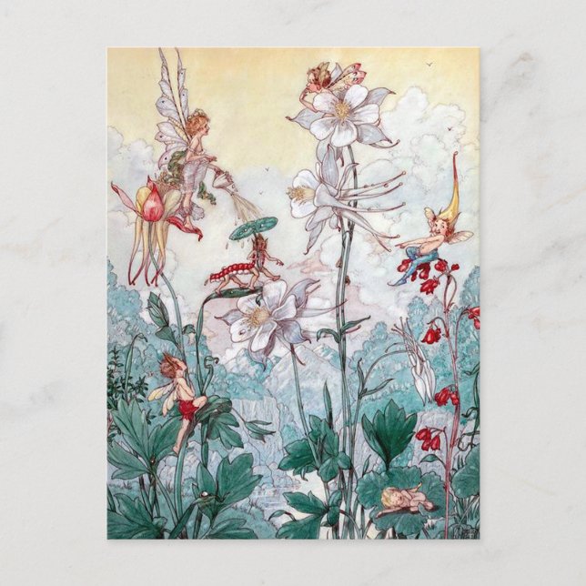 Vintage Fairies at Play Postcard (Front)