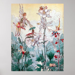 Vintage Fairies at Play Poster