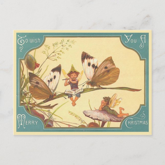 "Vintage Fairies Christmas Card" Postcard (Front)