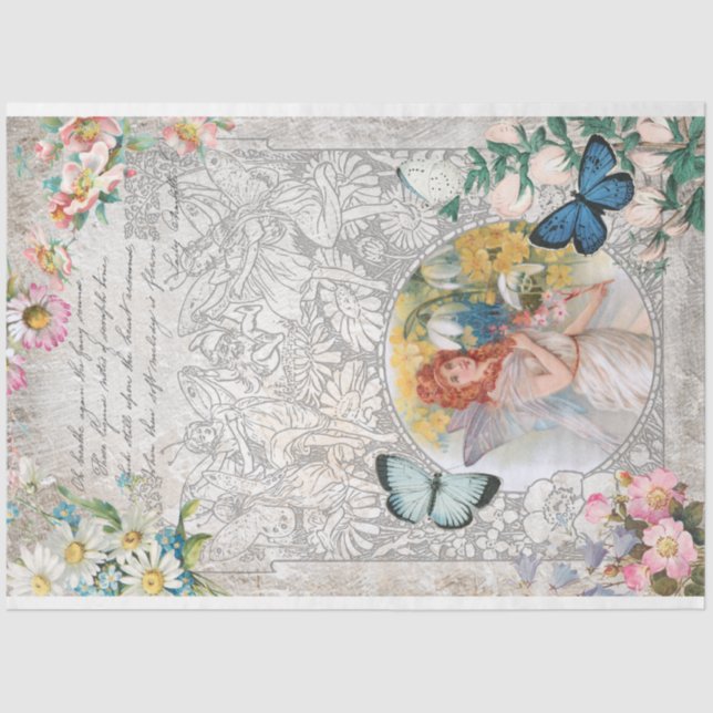 Vintage Fairies, Elves & Butterflies Decoupage Tissue Paper (Front)