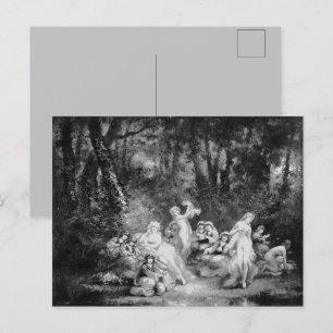 Vintage Fairies In The Woods Fairycore Holiday Postcard