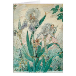 Vintage - Fairies Playing In Iris Flowers,