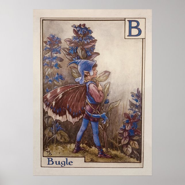 Vintage Fairy Alphabet Wall Art – "B is for Bugle" (Front)