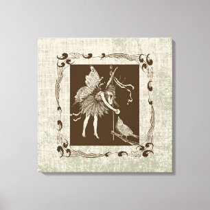 Vintage Fairy & Bird Canvas Print