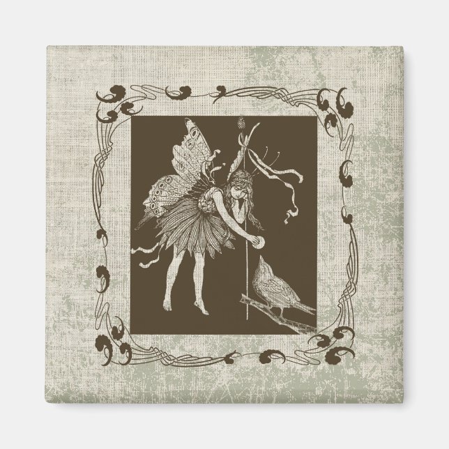 Vintage Fairy & Bird  Magnet (Front)
