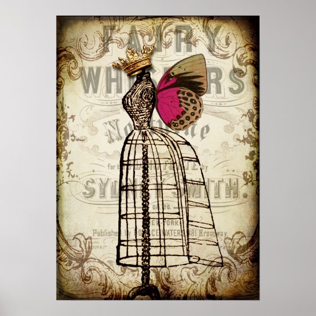 Vintage Fairy Dress Form Poster (Front)