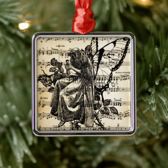 Vintage Fairy & Music Metal Ornament (Tree)