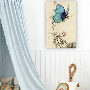 Vintage Fairy Nursery Art Fairy Rides a Butterfly Poster