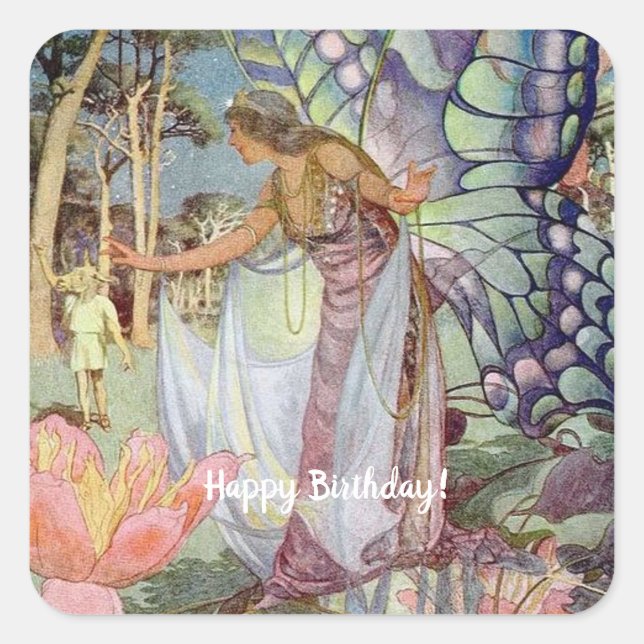 Vintage Fairy  Square Sticker (Front)