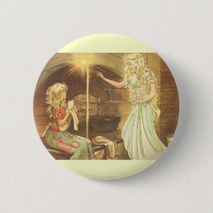 Vintage Fairy Tale, Cinderella and Fairy Godmother 2 Inch Round Button