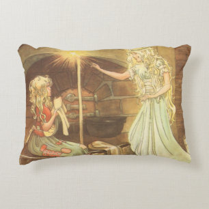 Vintage Fairy Tale, Cinderella and Fairy Godmother Accent Pillow