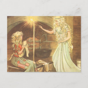 Vintage Fairy Tale, Cinderella and Fairy Godmother Postcard