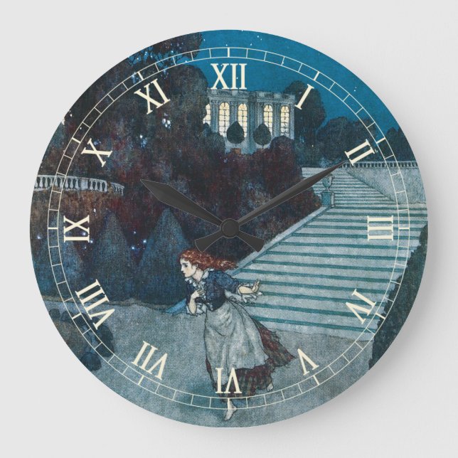 Vintage Fairy Tale, Cinderella by Edmund Dulac Large Clock (Front)