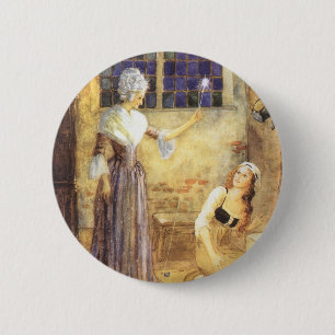 Vintage Fairy Tale Cinderella with Fairy Godmother 2 Inch Round Button