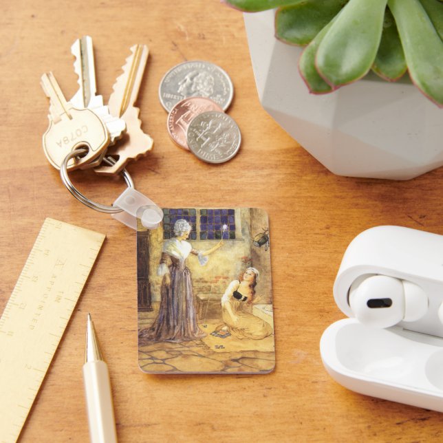 Vintage Fairy Tale Cinderella with Fairy Godmother Keychain (Desk)