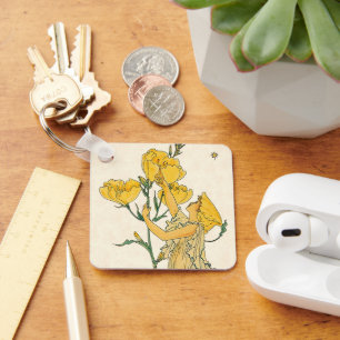 Vintage Fairy Tale, Evening Primrose, Walter Crane Keychain