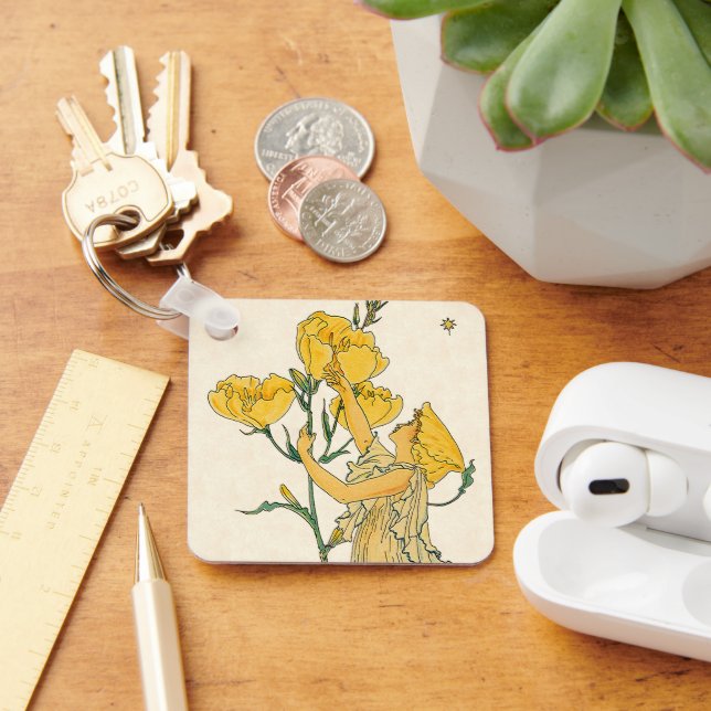 Vintage Fairy Tale, Evening Primrose, Walter Crane Keychain (Desk)