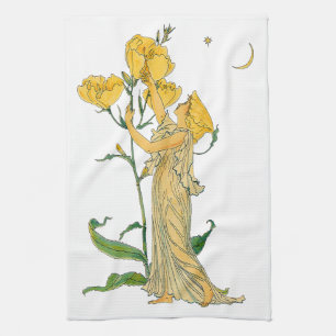 Vintage Fairy Tale, Evening Primrose, Walter Crane Kitchen Towel