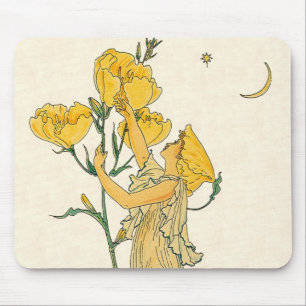 Vintage Fairy Tale, Evening Primrose, Walter Crane Mouse Pad