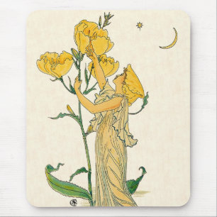 Vintage Fairy Tale, Evening Primrose, Walter Crane Mouse Pad