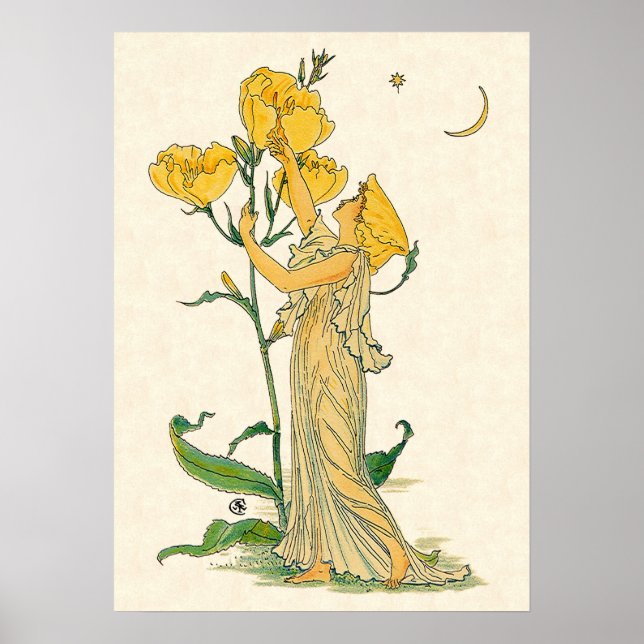 Vintage Fairy Tale, Evening Primrose, Walter Crane Poster (Front)