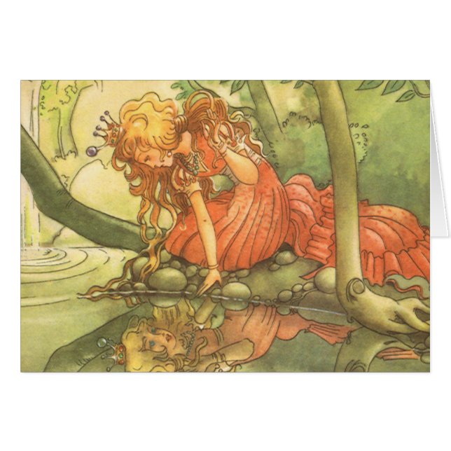 Vintage Fairy Tale, Frog Prince Princess by Pond (Front Horizontal)
